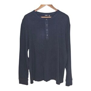 Apt. 9 Henley Shirt Long Sleeve Casual Cotton Top Blue Mens XL